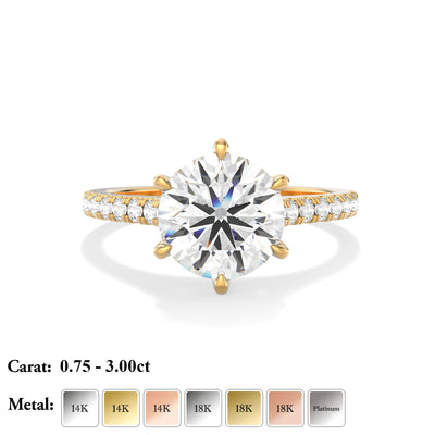 The Amelia Ring - Lab Grown Diamond with Pave Cathedral Setting