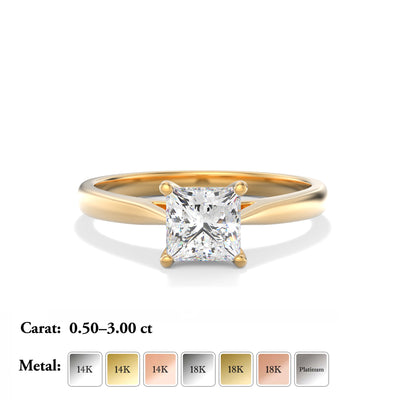 The Victoria Ring - Cathedral Princess Solitaire - Lab Grown Diamond