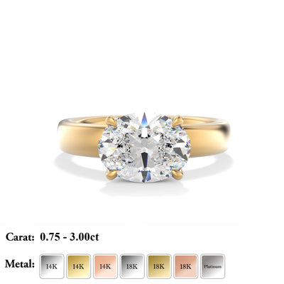 The London Ring - East West Set Oval Solitaire - Lab Grown Diamond