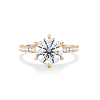 The Amelia Ring - Lab Grown Diamond with Pave Cathedral Setting