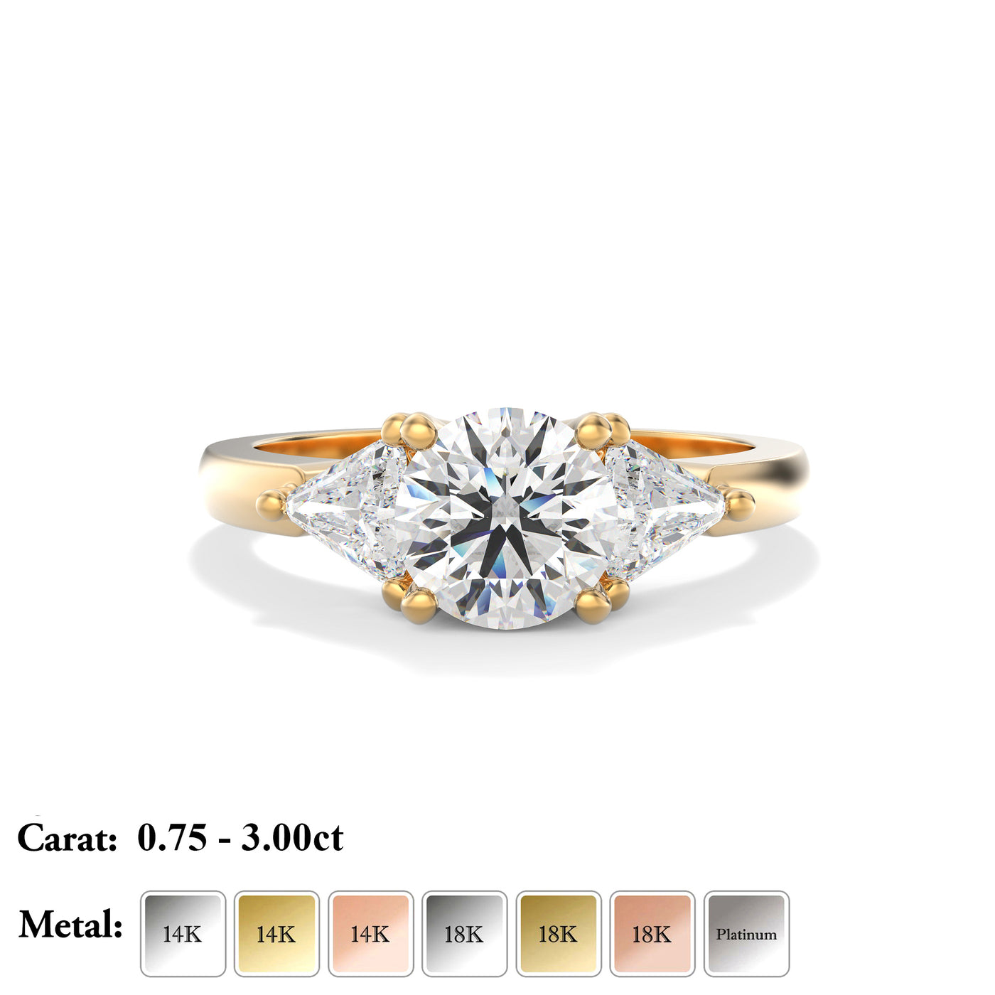 The Charlotte Ring - Lab Grown Diamond Trilogy Ring with Trillion Sides