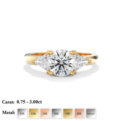 The Charlotte Ring - Lab Grown Diamond Trilogy Ring with Trillion Sides