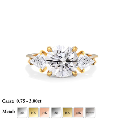 The Alice Ring - Trilogy with Kite Side Stones - Lab Grown Diamond