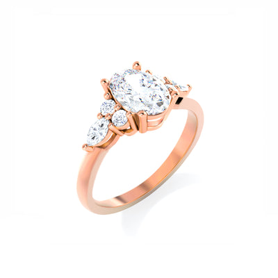 The Maya Ring - Lab Grown Diamond with Side Stones