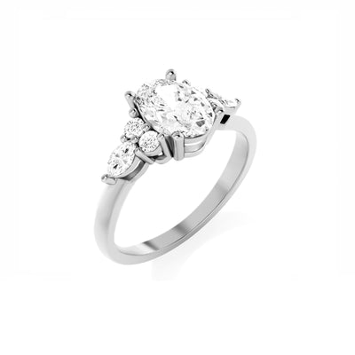 The Maya Ring - Lab Grown Diamond with Side Stones