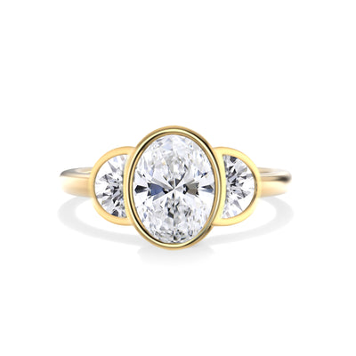 The Stella Ring - Lab Grown Diamond Bezel Set Three Stone Ring