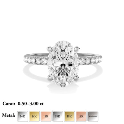 Oval Lab Grown Diamond Engagement Ring With Hidden Halo - Madelyn