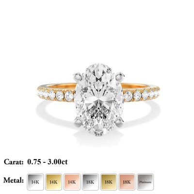The Madelyn Ring - Medium Pave Band With Hidden Halo Two Tone - Lab Grown Diamond