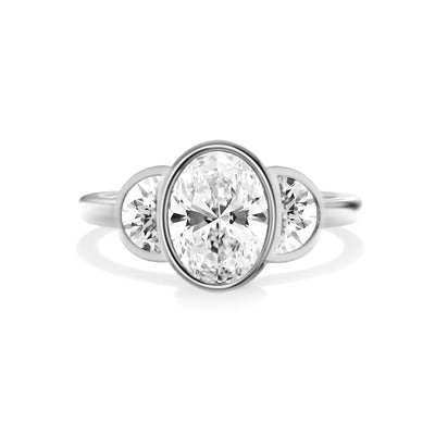 Oval Lab Grown Diamond Three Stone Ring - Stella