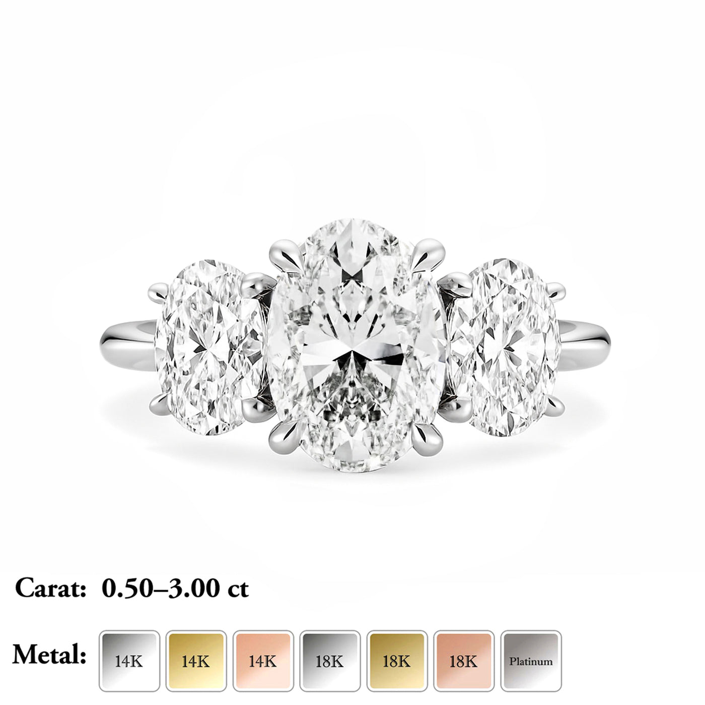 The Grace Ring - Oval Lab-Grown Diamond Trilogy with Hidden Halos