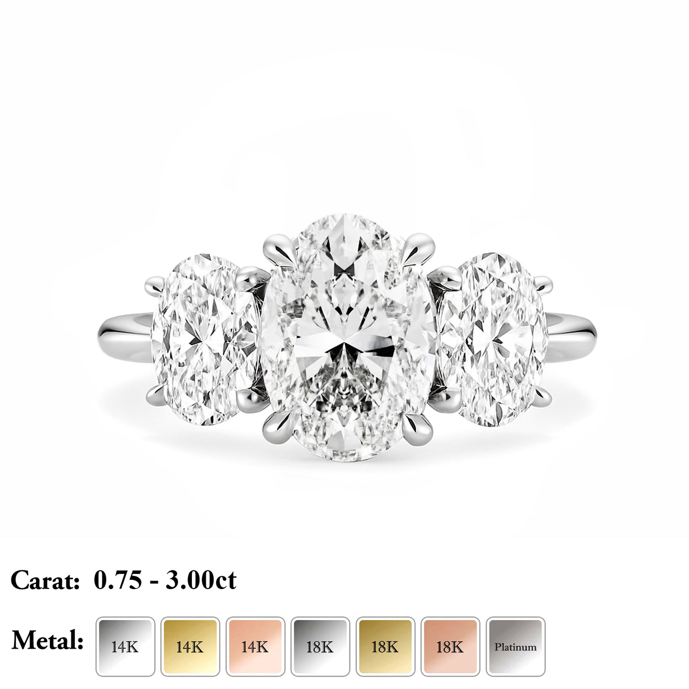 The Grace Ring - Oval Lab-Grown Diamond Trilogy with Hidden Halos
