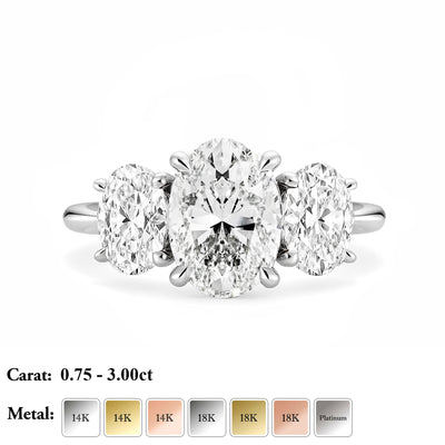The Grace Ring - Oval Lab-Grown Diamond Trilogy with Hidden Halos
