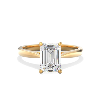 The Victoria Ring - Cathedral Set Emerald Solitaire - Lab Grown Diamond