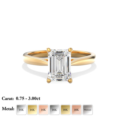 The Victoria Ring - Cathedral Set Emerald Solitaire - Lab Grown Diamond