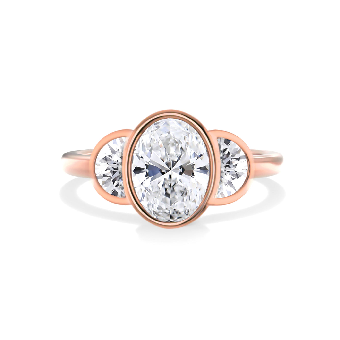 Oval Lab Grown Diamond Three Stone Ring - Stella