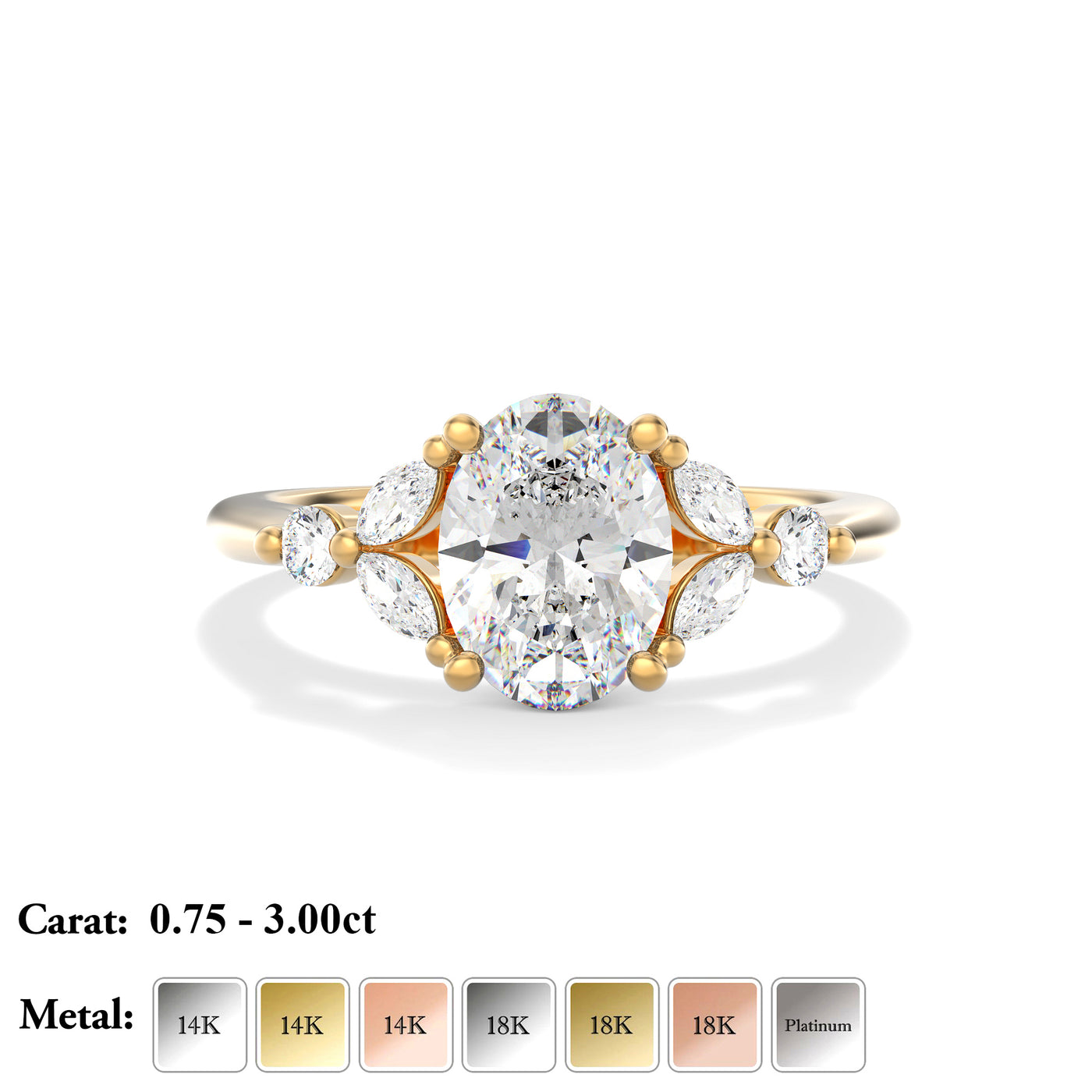 Oval Lab Grown Diamond Engagement Ring - Violet