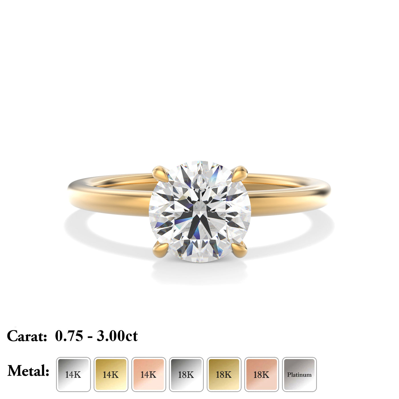 The Siena Ring - Hidden Halo Round Solitaire - Lab Grown Diamond