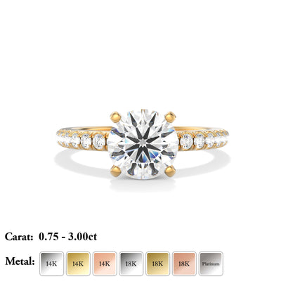 The Florence Ring - Lab Grown Diamond with 4-claws and Pave Band