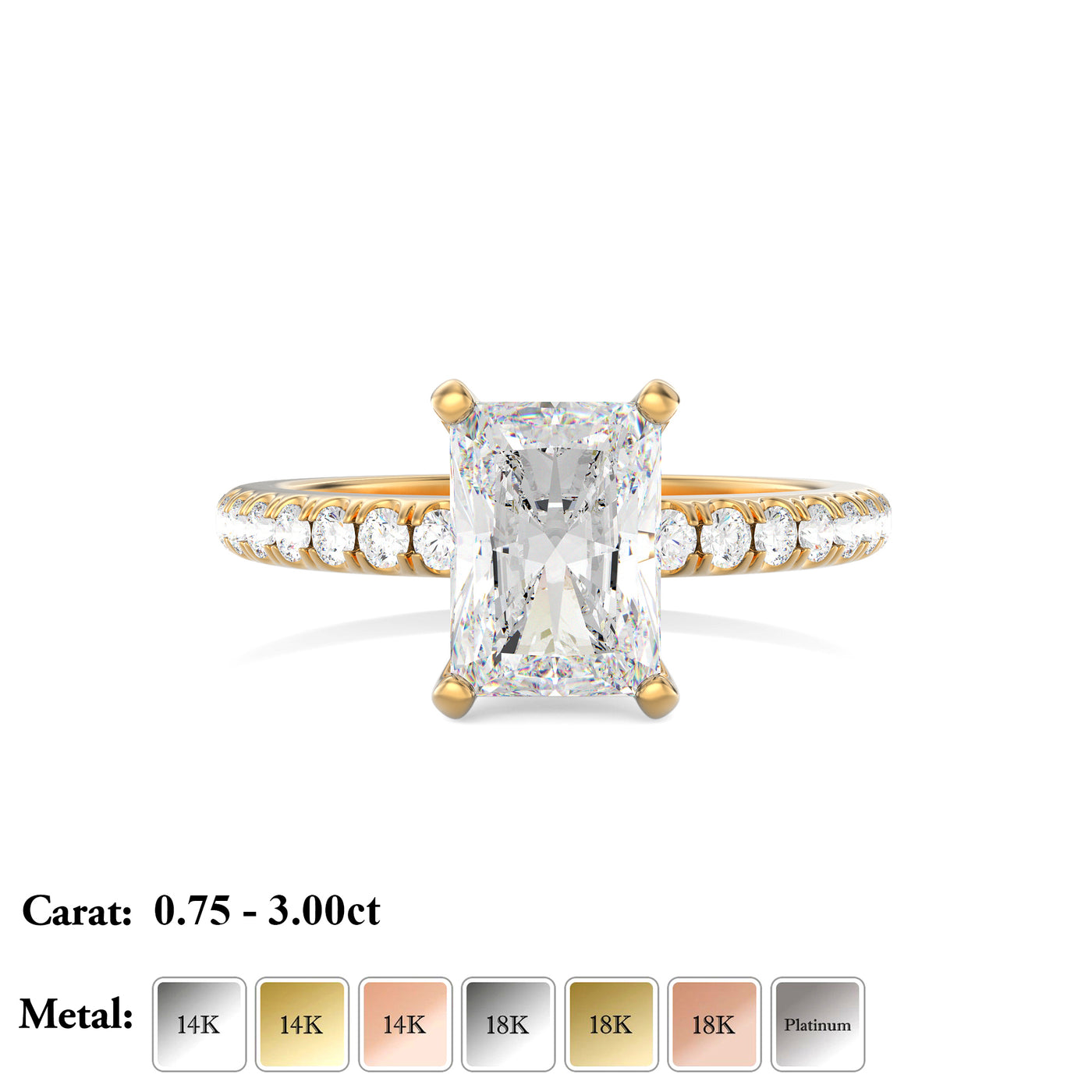 Radiant cut Lab Grown Diamond Engagement Ring - Florence