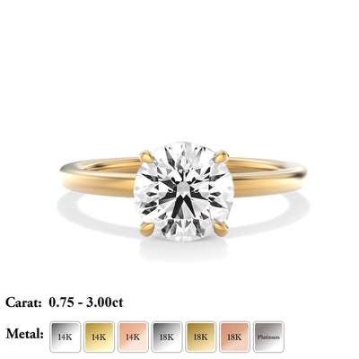 The Venice Ring - Low Set Round Solitaire - Lab Grown Diamond