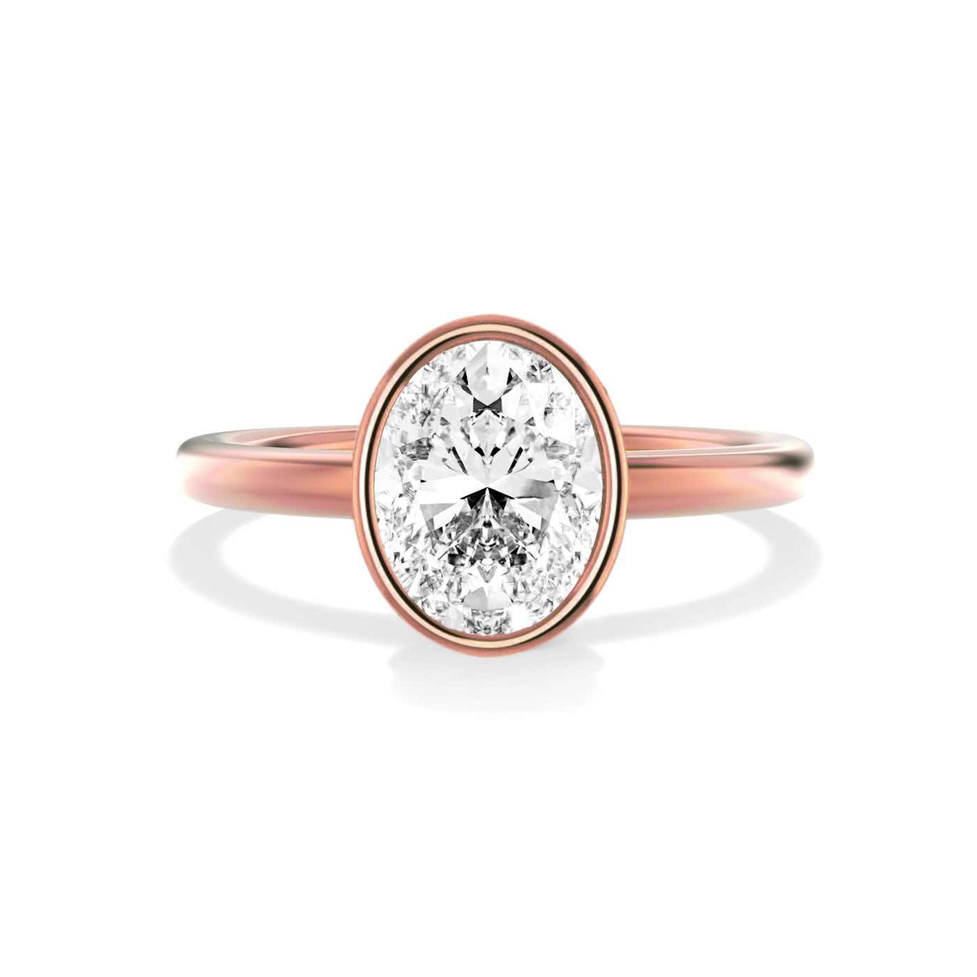 The Seville Ring - Bezel Set Cathedral Oval Solitaire - Lab Grown Diamond
