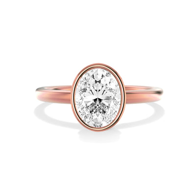 The Seville Ring - Bezel Set Cathedral Oval Solitaire - Lab Grown Diamond