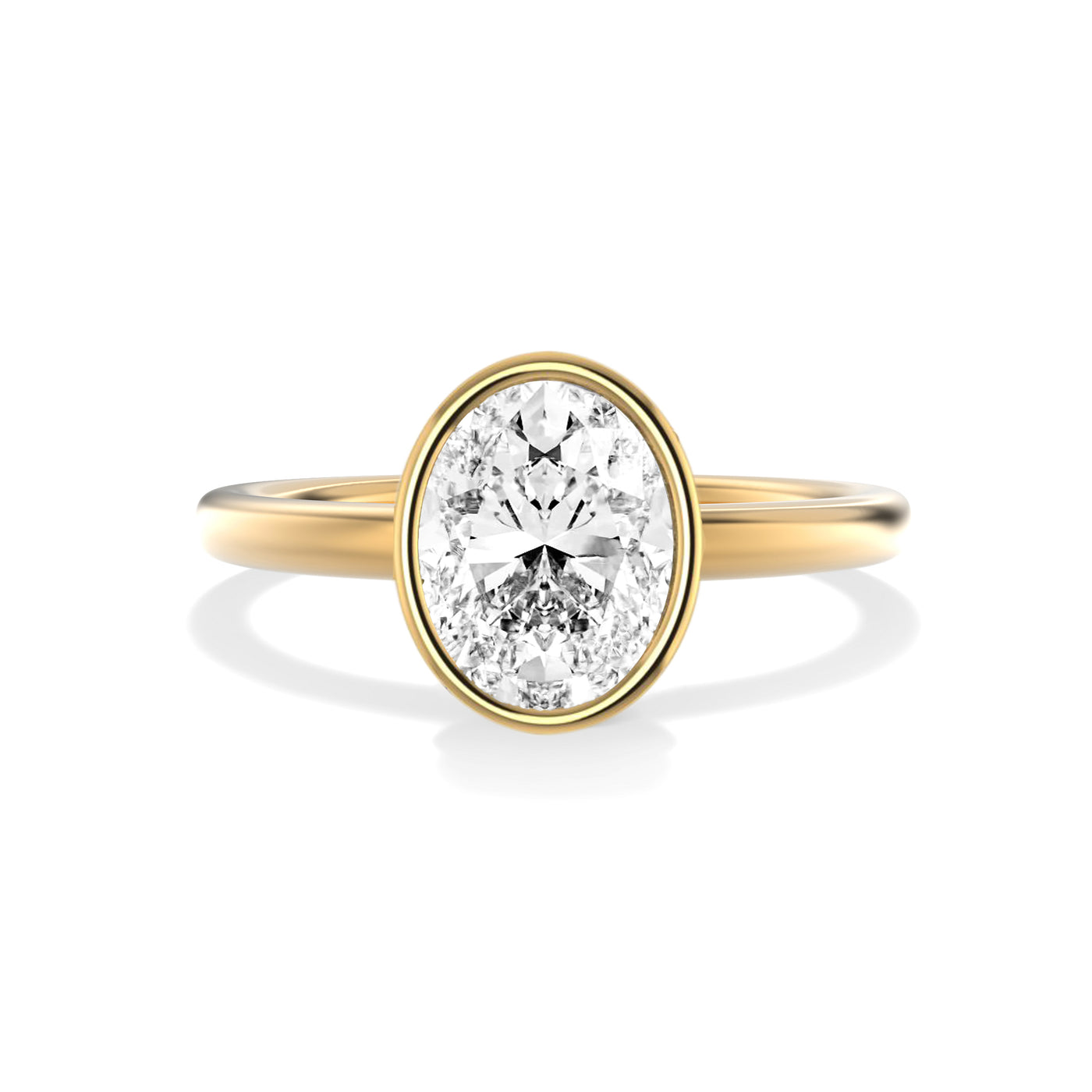 The Seville Ring - Bezel Set Cathedral Oval Solitaire - Lab Grown Diamond