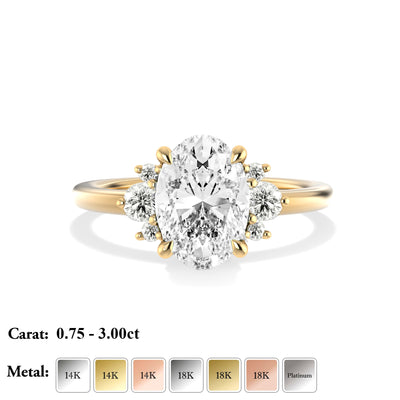 The Naomi Ring - Lab Grown Diamond with Side Stones