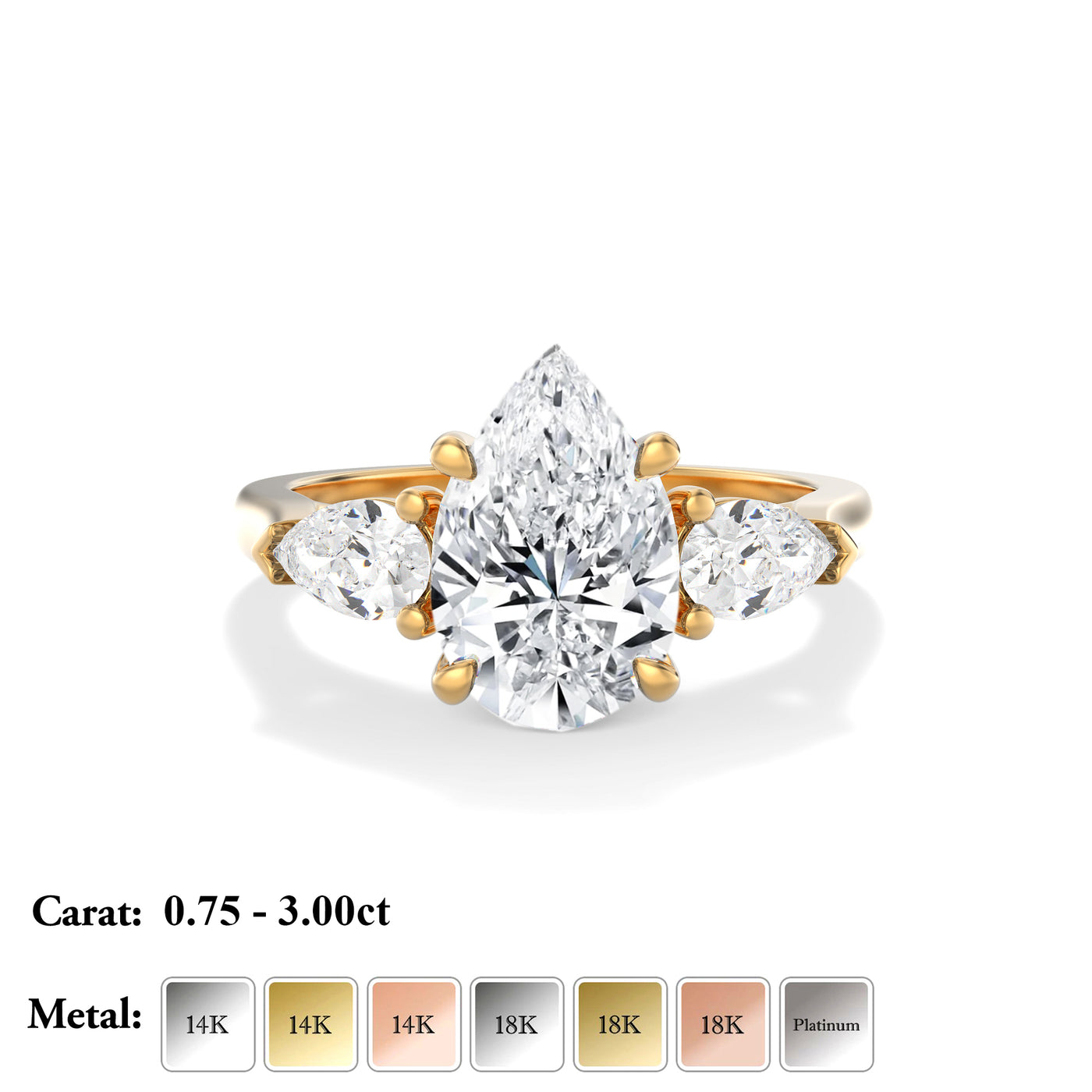 The Alexandra Ring - Pear Lab Grown Diamond Trilogy