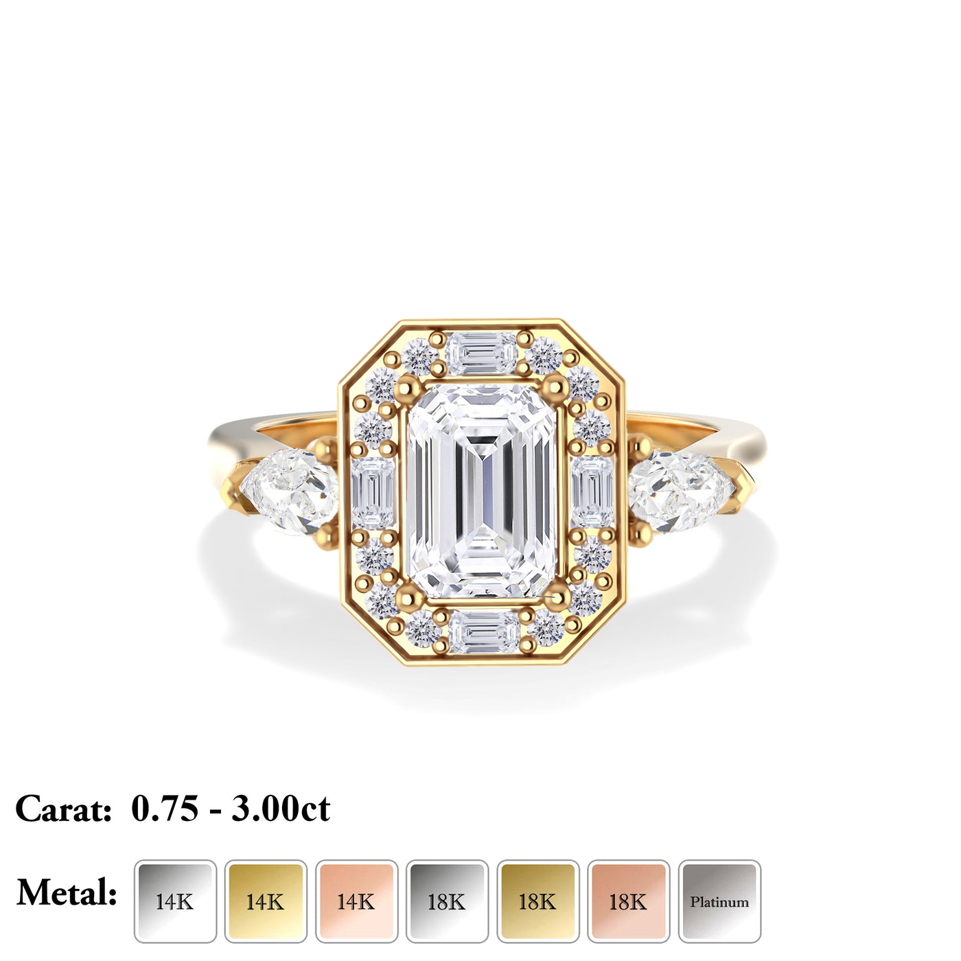 The Luna Ring - Emerald-Cut Vintage Engagement Ring