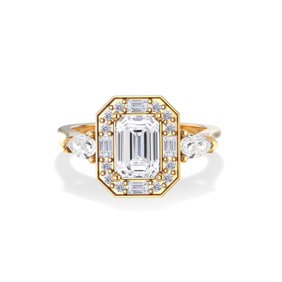 The Luna Ring - Emerald-Cut Vintage Engagement Ring