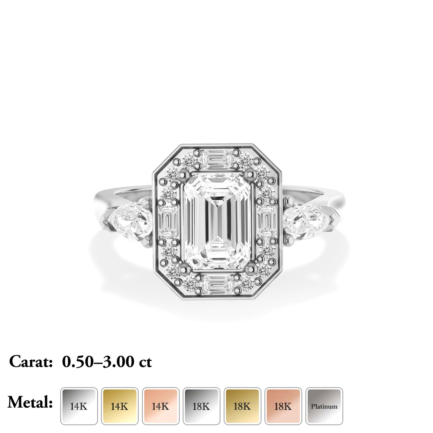 Emerald-Cut Vintage Engagement Ring - Luna