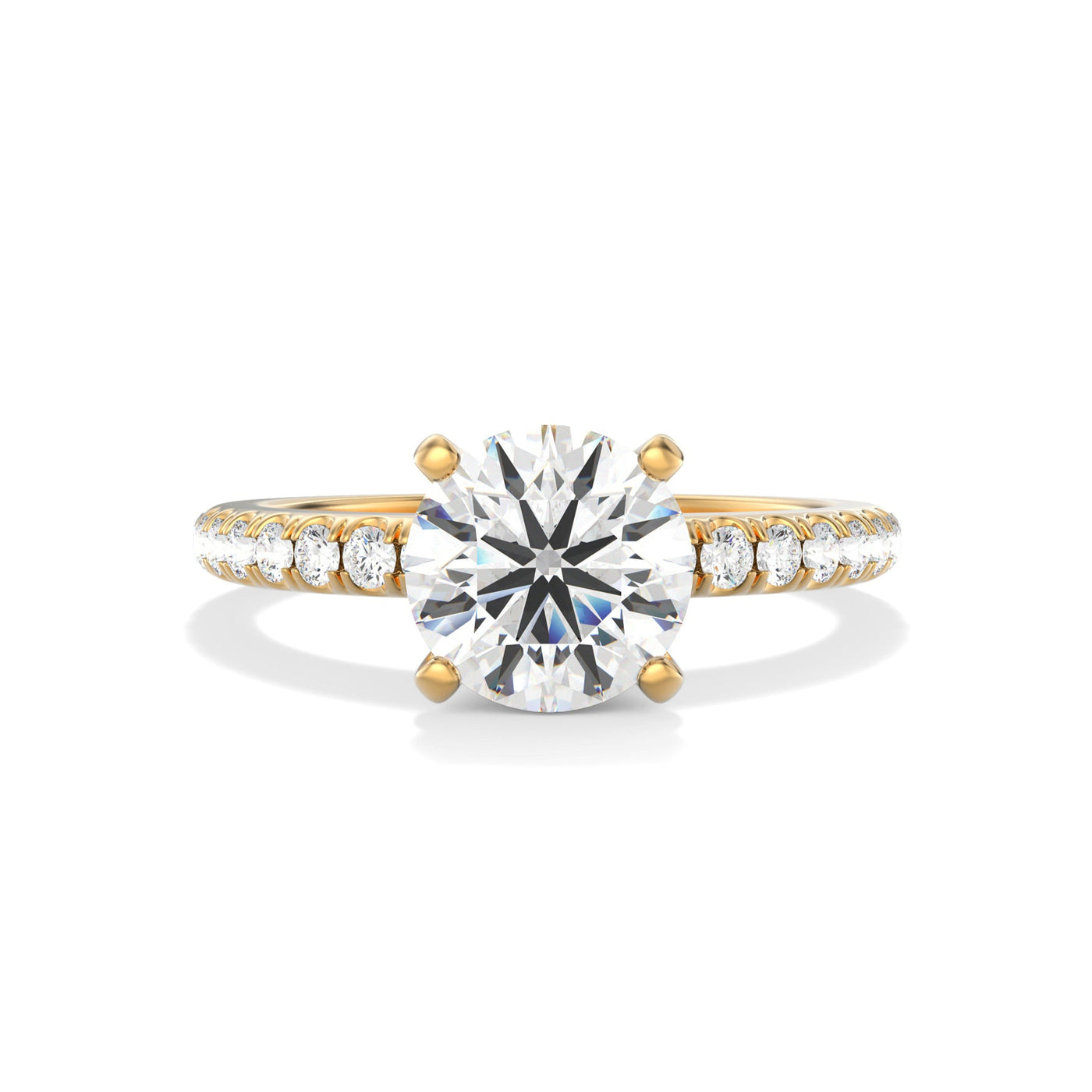 The Florence Ring - Lab Grown Diamond with 4-claws and Pave Band