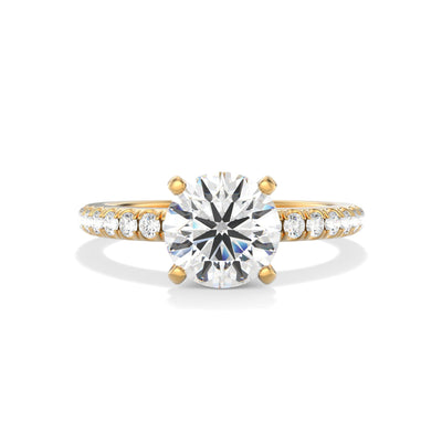 The Florence Ring - Lab Grown Diamond with 4-claws and Pave Band