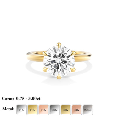 Round Lab Grown Diamond Engagement Ring With Pave Prongs - Ravenna