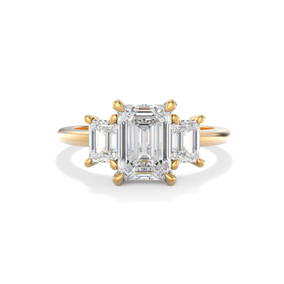 Three Stone Emerald Cut Lab-Grown Diamond Ring - Sophie