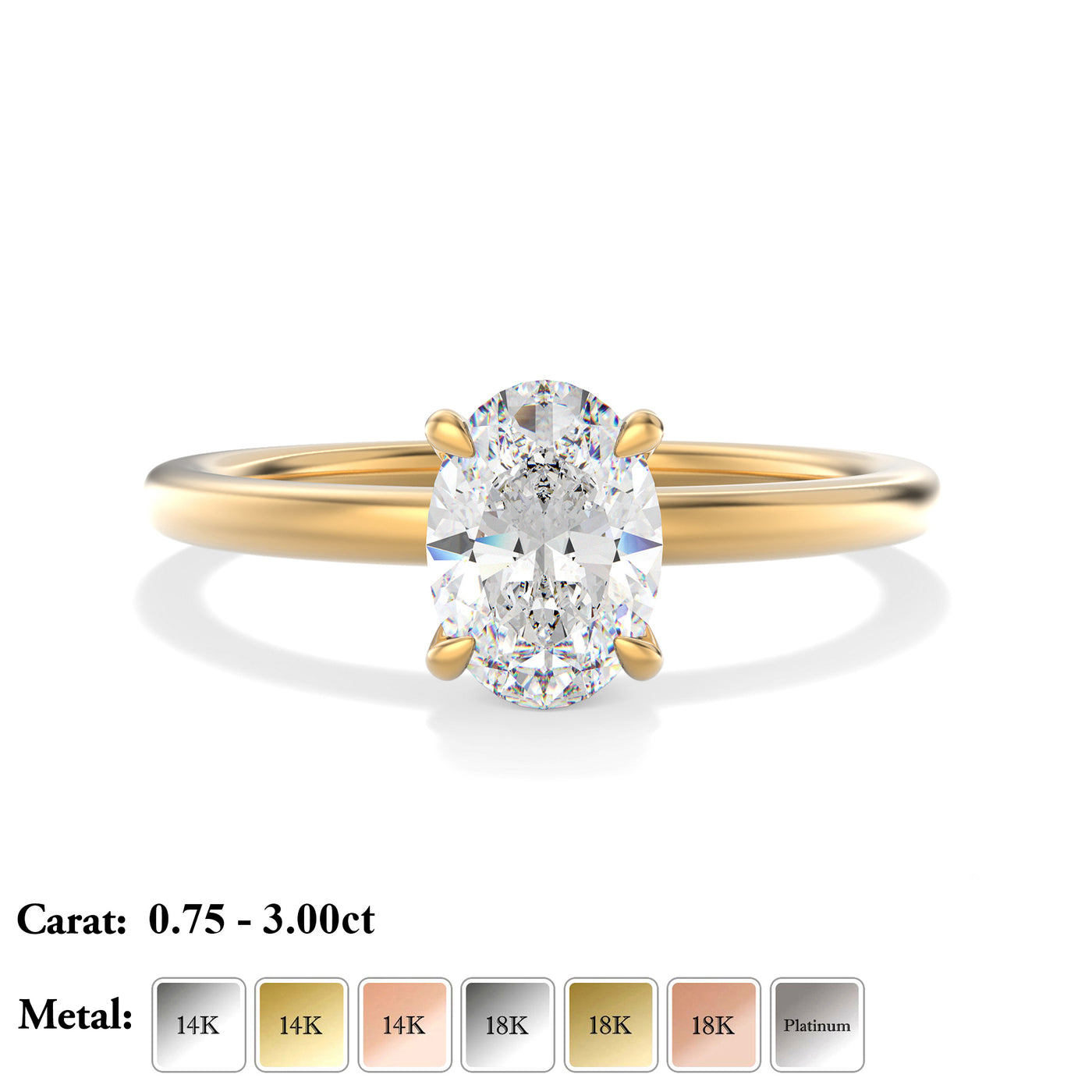 Oval Lab Grown Diamond Solitaire Engagement Ring - Venice