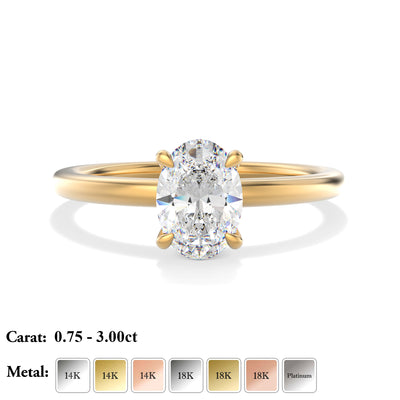 Oval Lab Grown Diamond Solitaire Engagement Ring - Venice