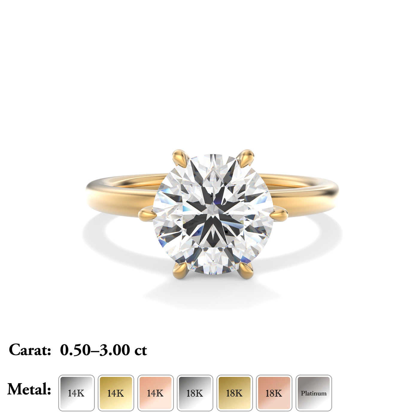 Cathedral Solitaire  Lab Grown Diamond Engagement Ring 6 Claw