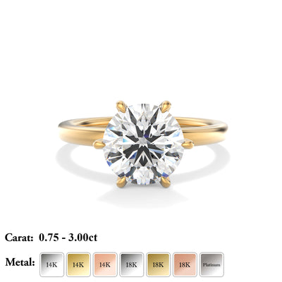 The Stanton Ring - 6-Claw Round Solitaire - Lab Grown Diamond