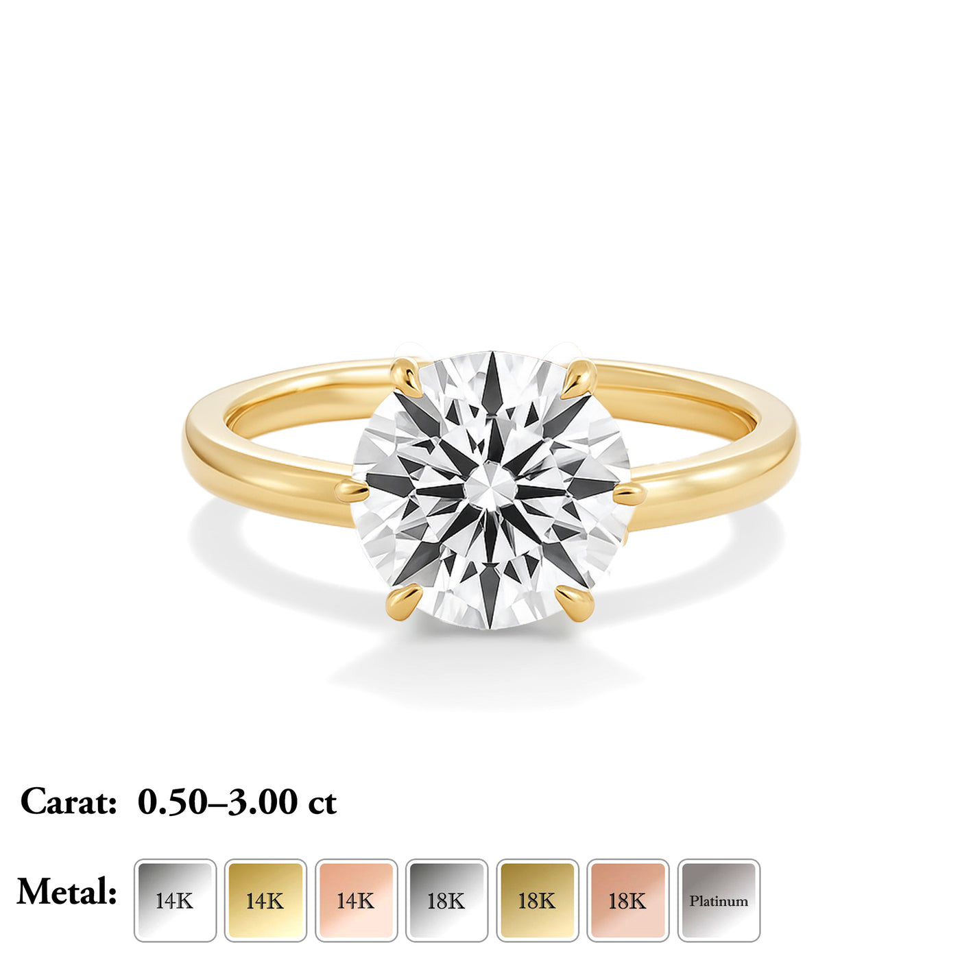 The Phoebe Ring - Hidden Halo 6-Claw Round Solitaire - Lab Grown Diamond