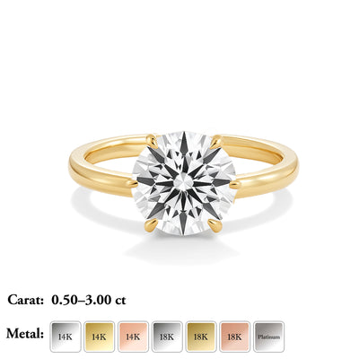 The Phoebe Ring - Hidden Halo 6-Claw Round Solitaire - Lab Grown Diamond