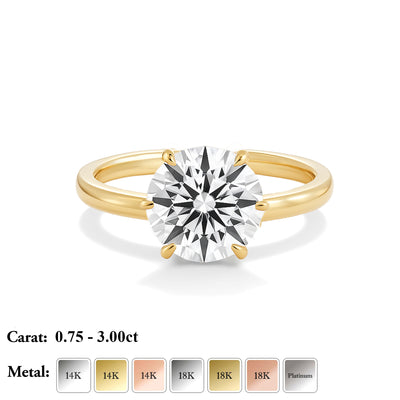 The Phoebe Ring - Hidden Halo 6-Claw Round Solitaire - Lab Grown Diamond