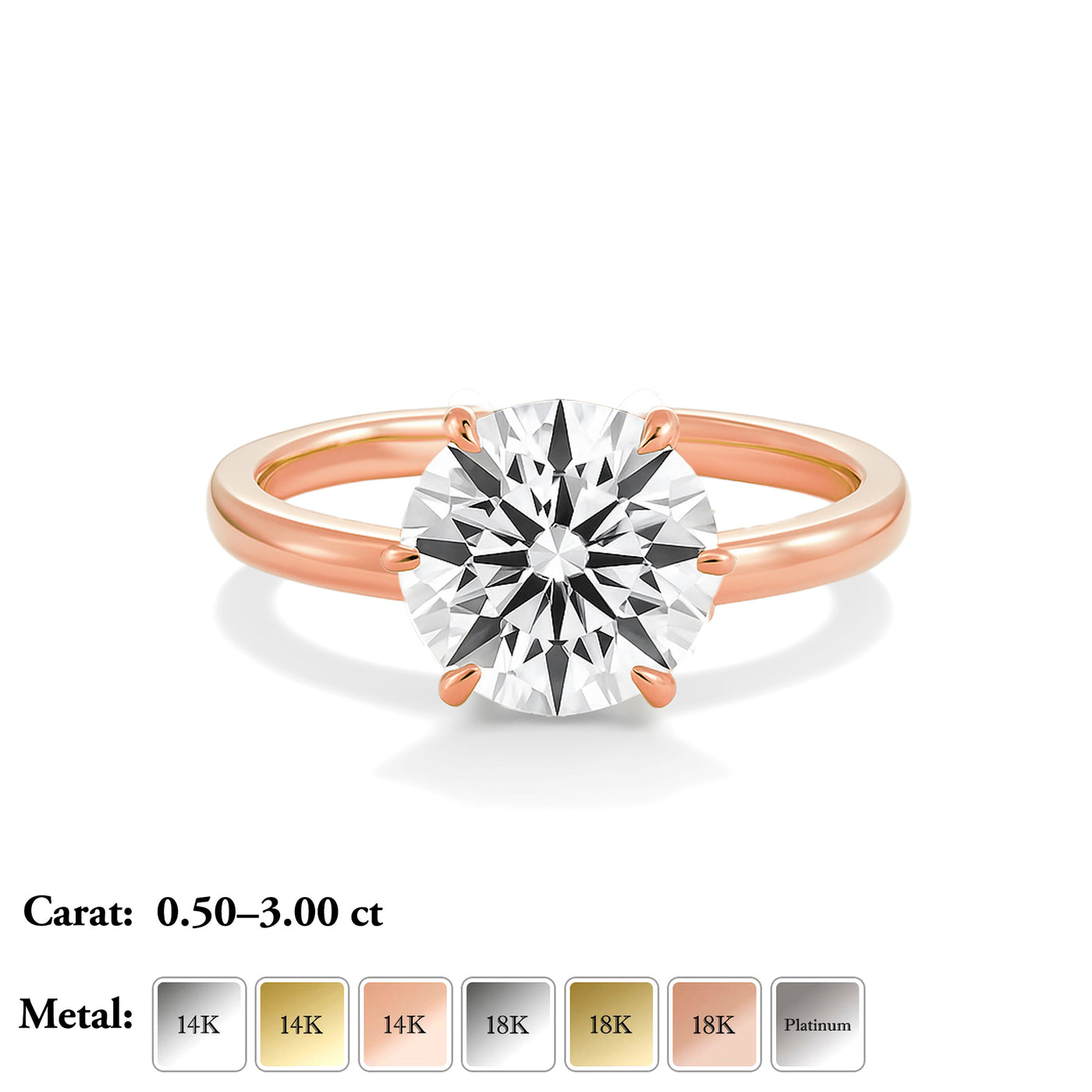 The Phoebe Ring - Hidden Halo 6-Claw Round Solitaire - Lab Grown Diamond