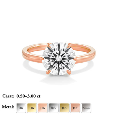 The Phoebe Ring - Hidden Halo 6-Claw Round Solitaire - Lab Grown Diamond