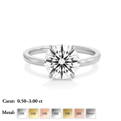 The Phoebe Ring - Hidden Halo 6-Claw Round Solitaire - Lab Grown Diamond