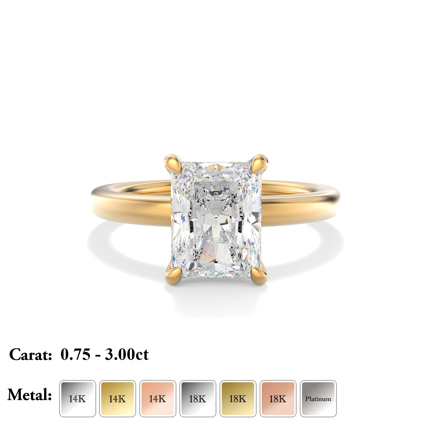 The Stanton Ring - Radiant Solitaire - Lab Grown Diamond
