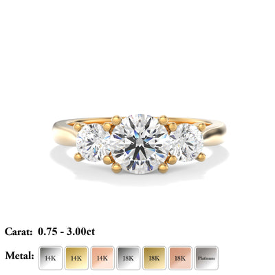 The Adelaide Ring - Lab Grown Diamond Trilogy With Round Side Stones