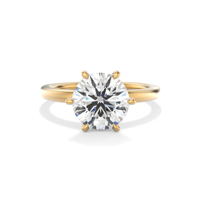 The Claudia Ring - 6 Claw Cathedral Round Solitaire - Lab Grown Diamond