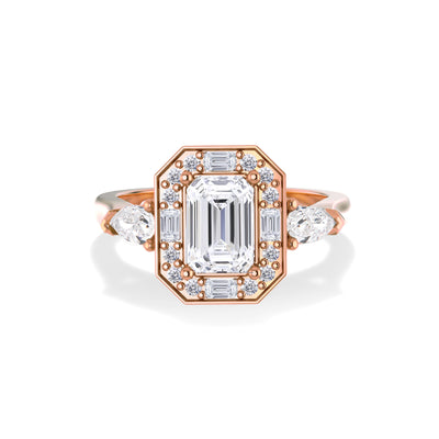 The Luna Ring - Emerald-Cut Vintage Engagement Ring
